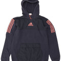 Adidas Ανδρικό φούτερ με κουκούλα, μεσαίο μπλε βαμβακερό