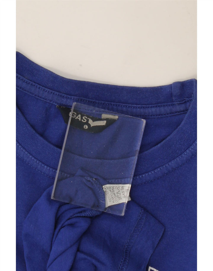 GAS Ανδρικό γραφικό T-Shirt Top μεγάλο μπλε βαμβακερό