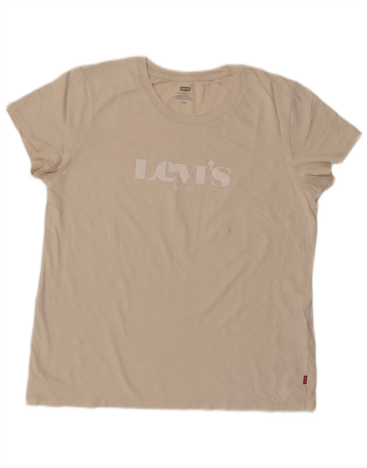 Γυναικείο γραφικό T-Shirt Levi's Top Large Beige Βαμβακερό