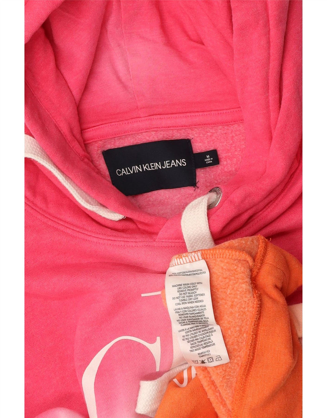 CALVIN KLEIN Γυναικείο μπλουζάκι με κουκούλα μεγάλου μεγέθους UK 14 μεσαίο πολύχρωμο