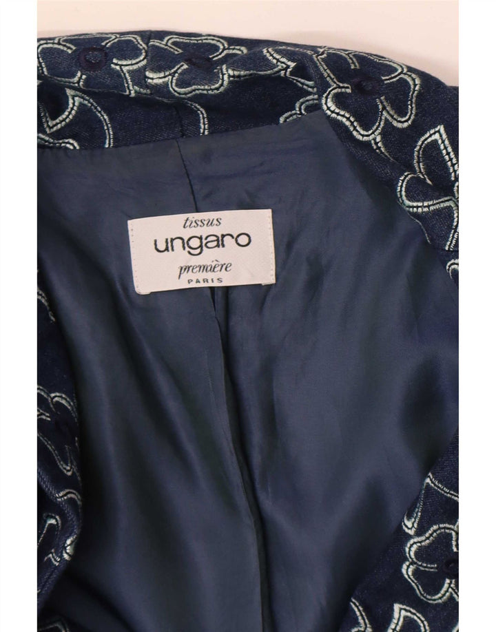 Ungaro Γυναικείο σακάκι με 2 κουμπιά UK 8 Small Navy Blue Floral