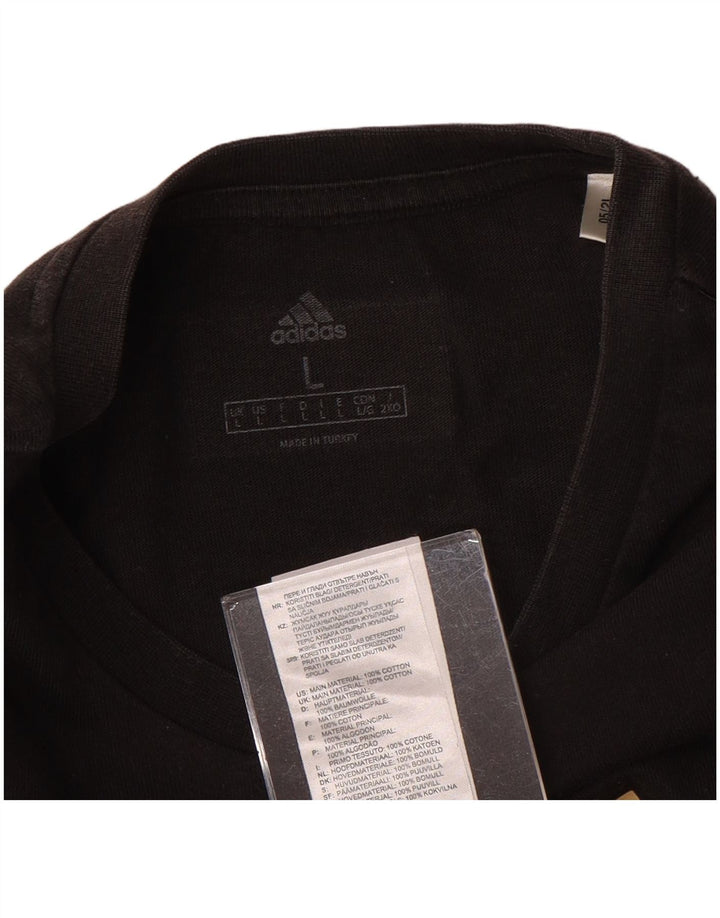 Ανδρικό γραφικό μπλουζάκι ADIDAS Top μεγάλο μαύρο βαμβακερό