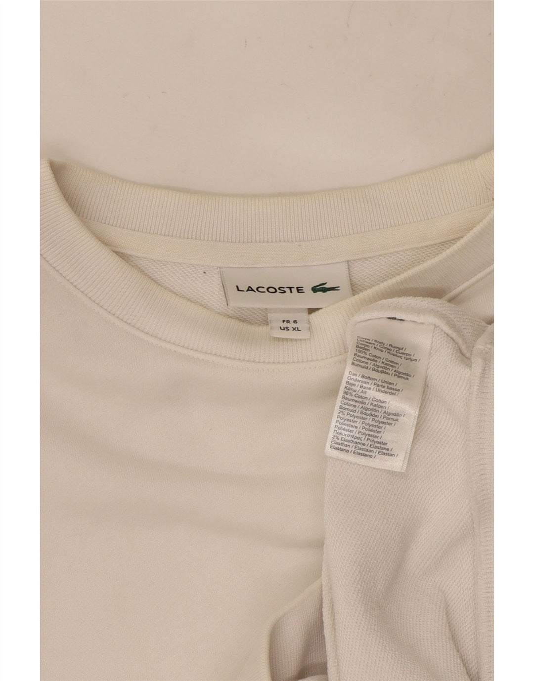 LACOSTE Ανδρικό Φούτερ Jumper Size 6 XL Λευκό βαμβακερό