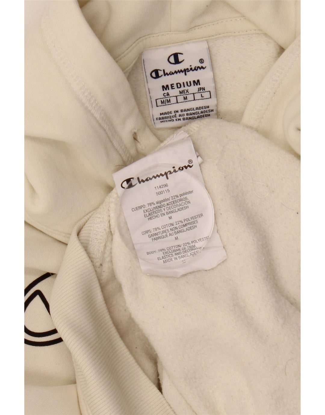 CHAMPION Γυναικείο Γραφικό Hoodie Jumper UK 14 Μεσαίο λευκό βαμβακερό
