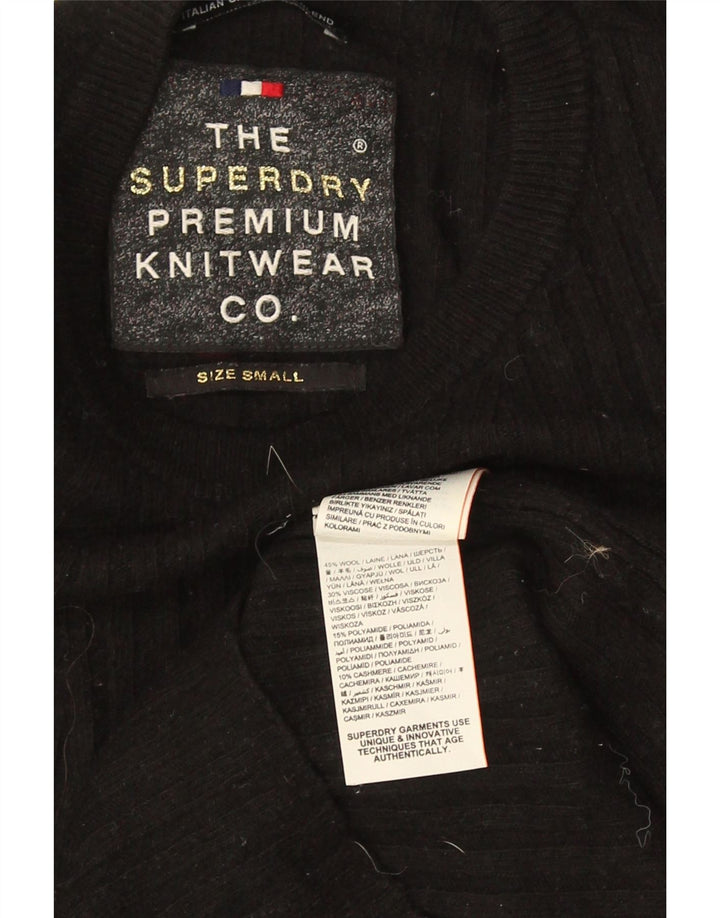 Superdry Γυναικείο πουλόβερ με λαιμόκοψη UK 8 Small Black Wool