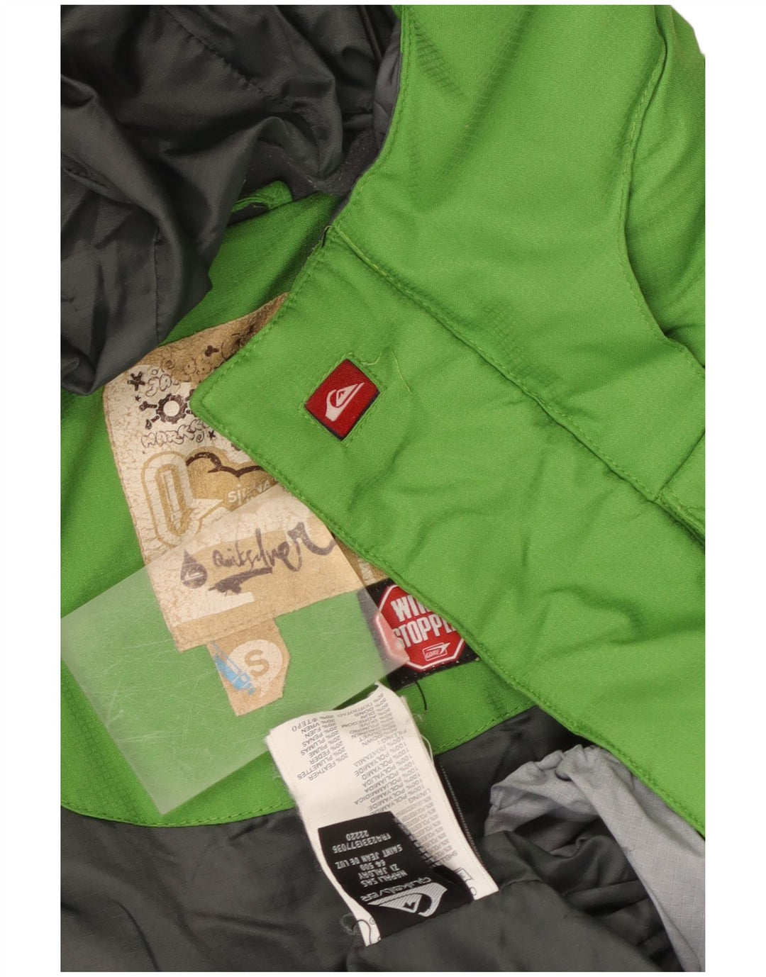 Ανδρικό μπουφάν Quiksilver με κουκούλα με επένδυση UK 36 Μικρό πολύχρωμο μπλοκ χρώματος