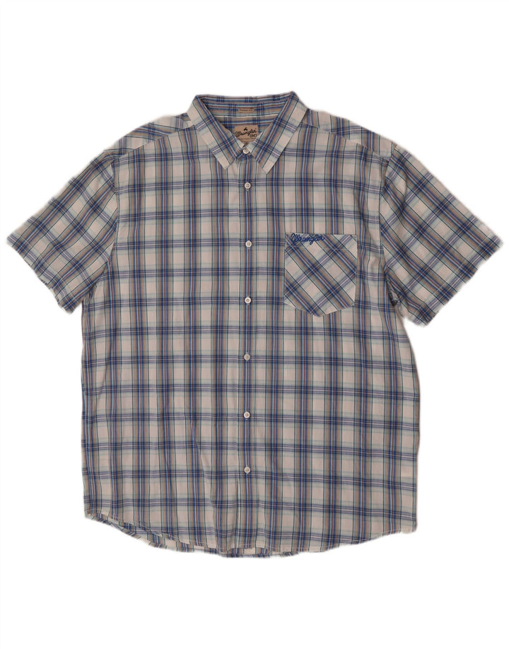 Ανδρικό κοντομάνικο πουκάμισο Wrangler 2XL Blue Check Cotton