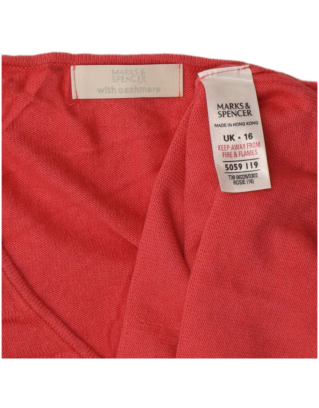 MARKS & SPENCER Γυναικείο πουλόβερ με λαιμόκοψη με V λαιμόκοψη UK 16 μεγάλο ροζ βισκόζη