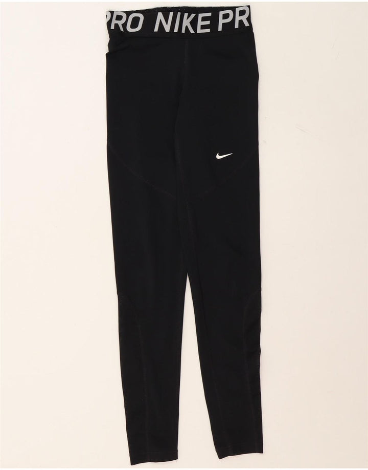 NIKE Womens Graphic Leggings UK 10 Small Black Vintage Nike and Second-Hand Nike from Messina Hembry 