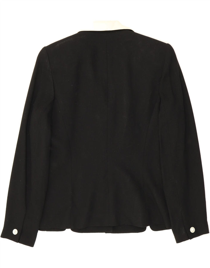 KASPER Womens 4 Button Blazer Jacket US 8 Medium Black Rayon Vintage Kasper and Second-Hand Kasper from Messina Hembry 