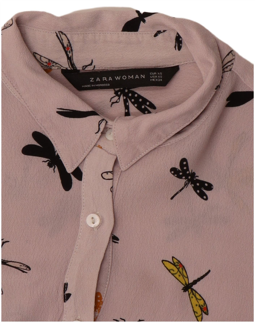 Γυναικείο πουκάμισο ZARA Abstract Pattern Μπλούζα UK 6 XS Purple