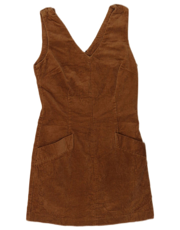 Jack Wills Γυναικείο κοτλέ φόρεμα Pinafore UK 6 XS καφέ βαμβακερό