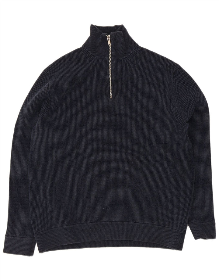Ανδρικό πουλόβερ με φερμουάρ Marks & Spencer XL Navy Blue Polyester
