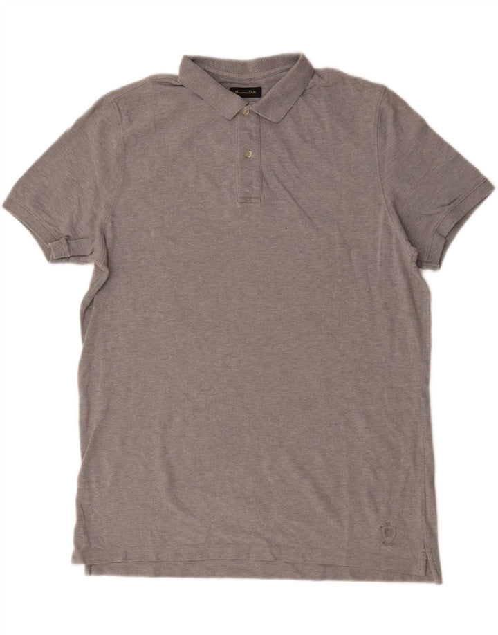 Ανδρικό μπλουζάκι πόλο Massimo Dutti, μεγάλο γκρι βαμβακερό