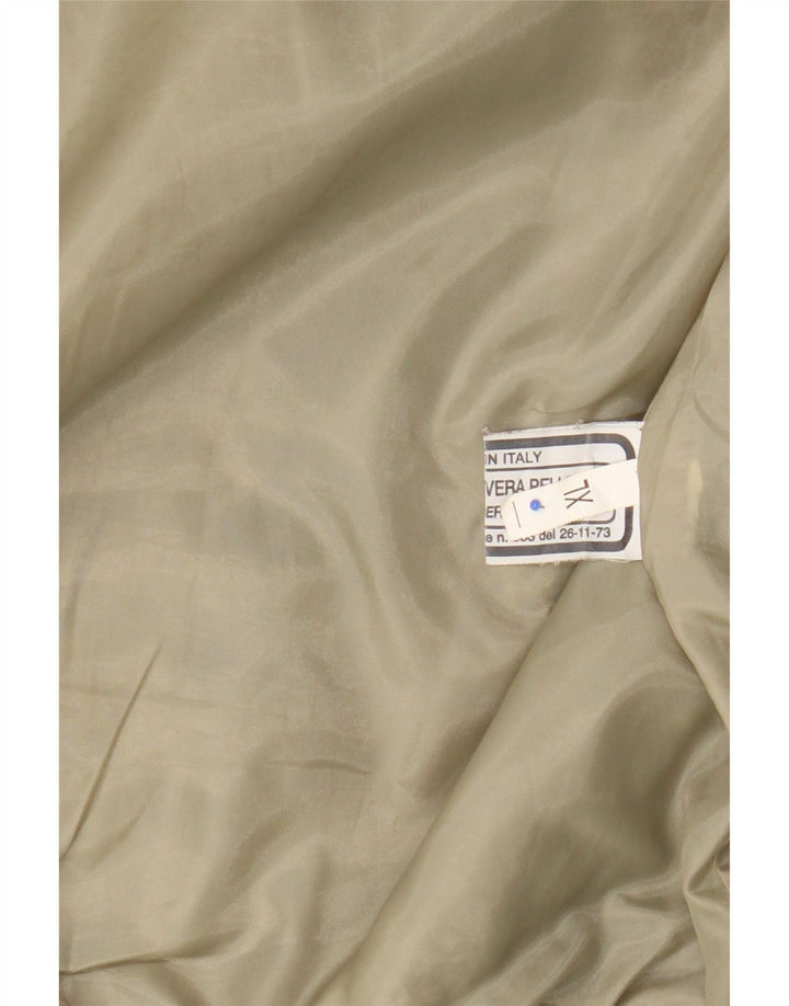 Vintage Γυναικείο Bomber Δερμάτινο Μπουφάν UK 18 XL Χακί Δερμάτινο