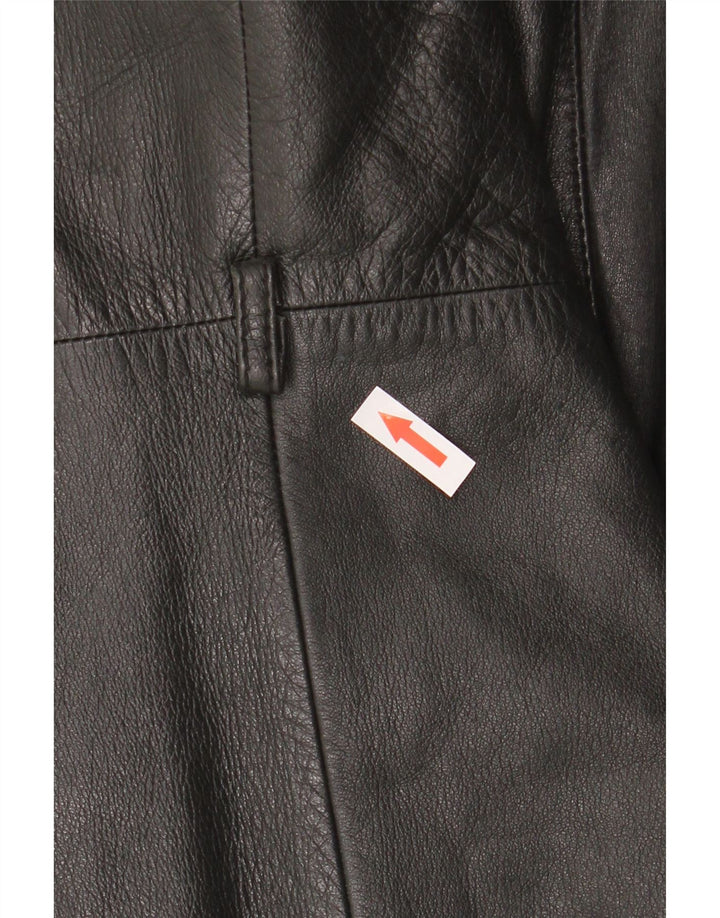 Vintage Γυναικείο Δερμάτινο Παλτό UK 10 Small Black