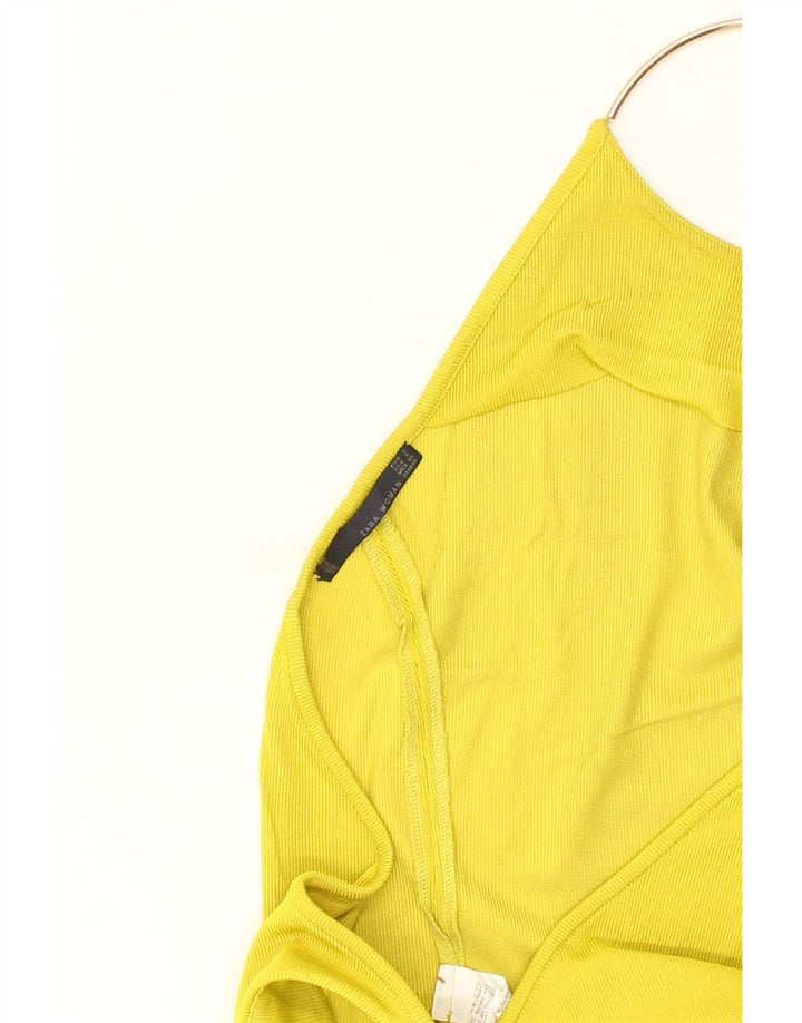 ZARA Womens Halter Top UK 8 Small Yellow Viscose | Vintage Zara | Thrift | Second-Hand Zara | Used Clothing | Messina Hembry 