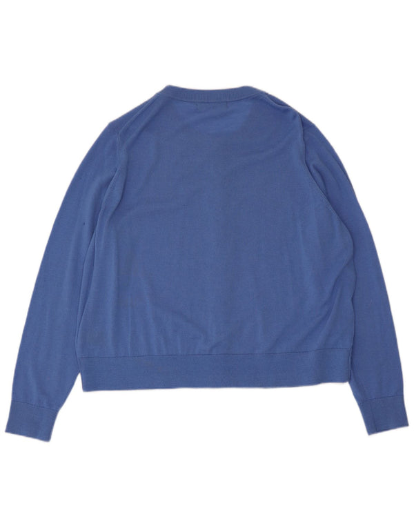 Marks & Spencer Γυναικεία ζακέτα πουλόβερ UK 20 2XL Blue Merino Wool