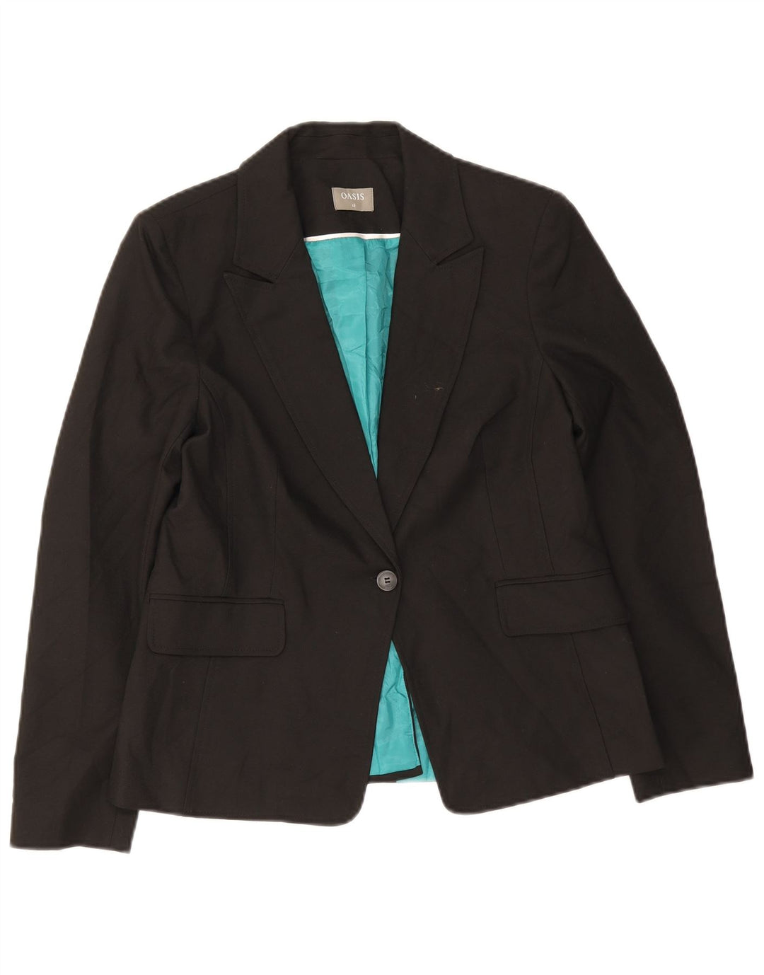 Oasis Γυναικείο Μπουφάν 1 Κουμπί Blazer UK 12 Μεσαίο Μαύρο Πολυεστέρας