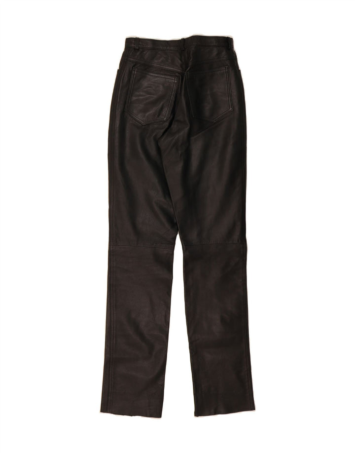 EQUIPE Womens Straight Leather Trousers IT 42 Medium W28 L34 Black Leather Vintage Equipe and Second-Hand Equipe from Messina Hembry 