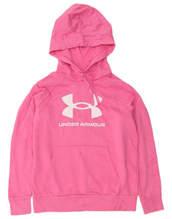 Under Armour Womens Graphic Oversized Hoodie Jumper UK 10 Small Pink Cotton