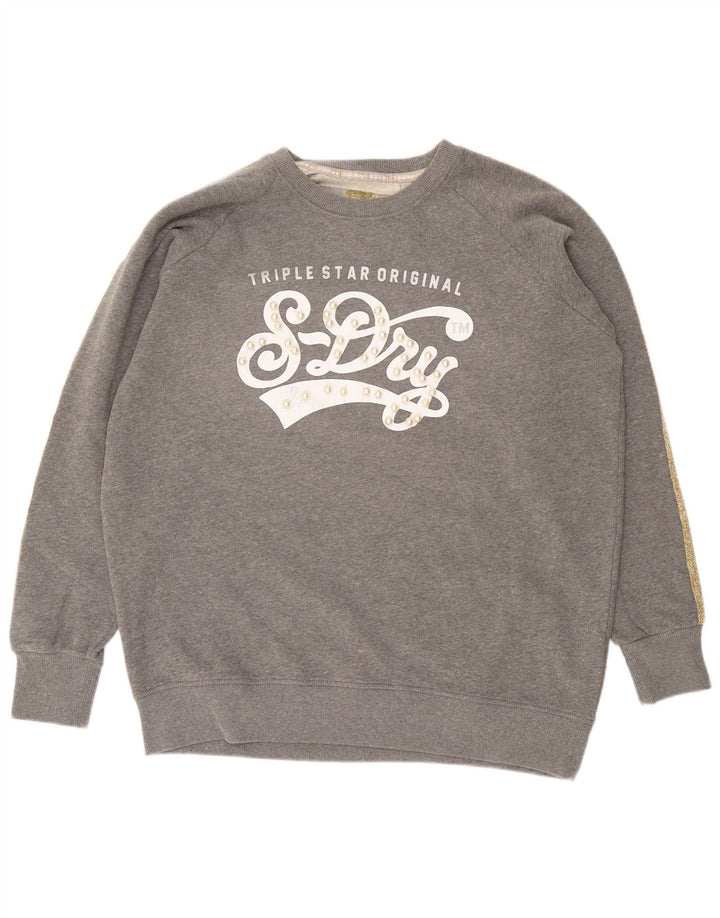 Superdry Γυναικείο Φούτερ μεγάλου μεγέθους Jumper UK 14 Medium Grey Colourblock