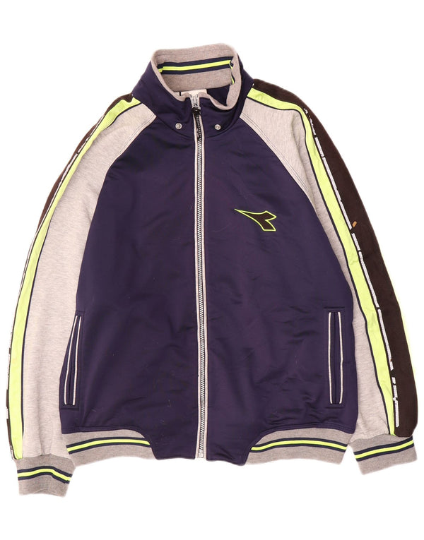 Ανδρική φόρμα γυμναστικής γραφική Diadora Top Jacket UK 36 Small Navy Blue Colourblock