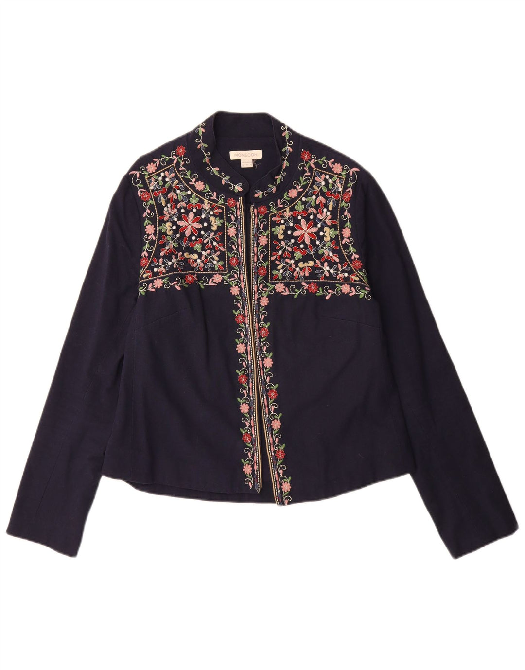 Γυναικείο πουκάμισο MONSOON Μπλούζα UK 12 Medium Navy Blue Floral Βαμβακερό