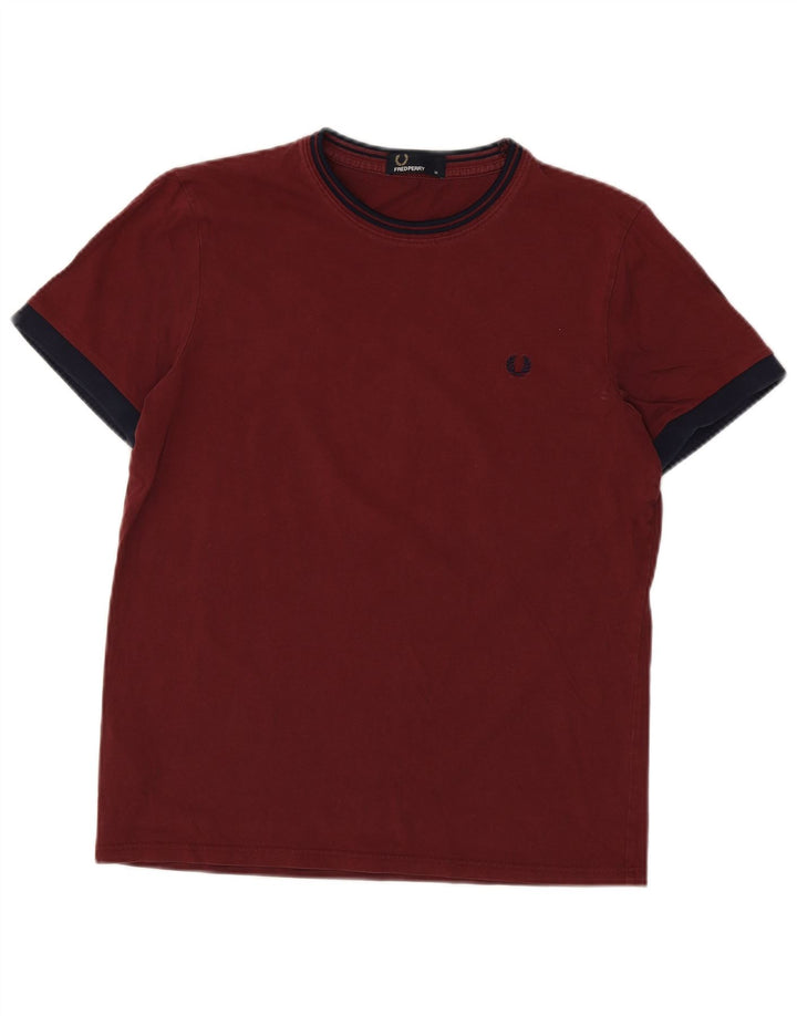 Ανδρικό T-Shirt FRED PERRY Τοπ μεσαίο μπορντό χρώμα, βαμβακερό