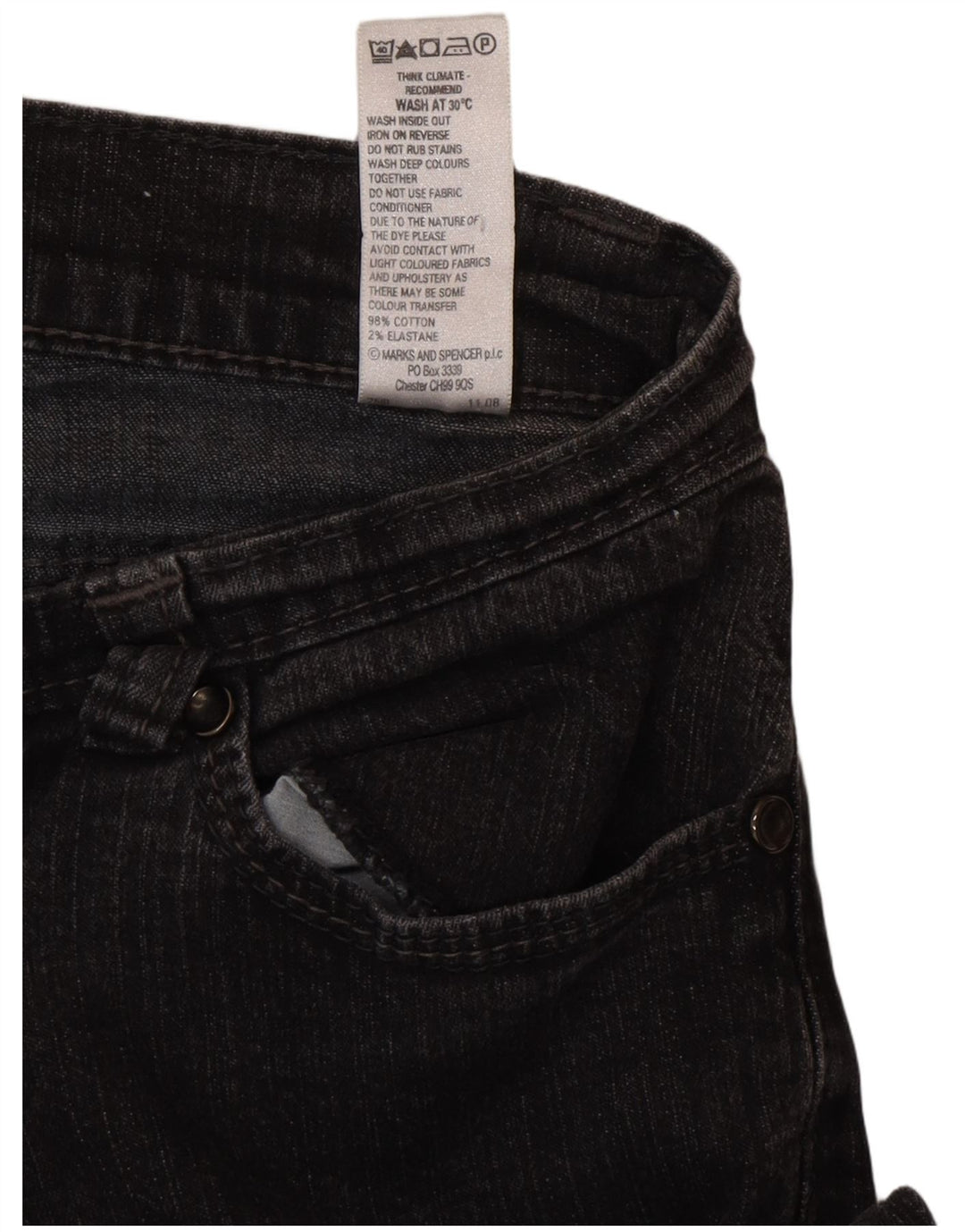 Marks & Spencer Γυναικεία Bootcut Jeans UK 10 Small W27 L29 Μαύρο βαμβακερό