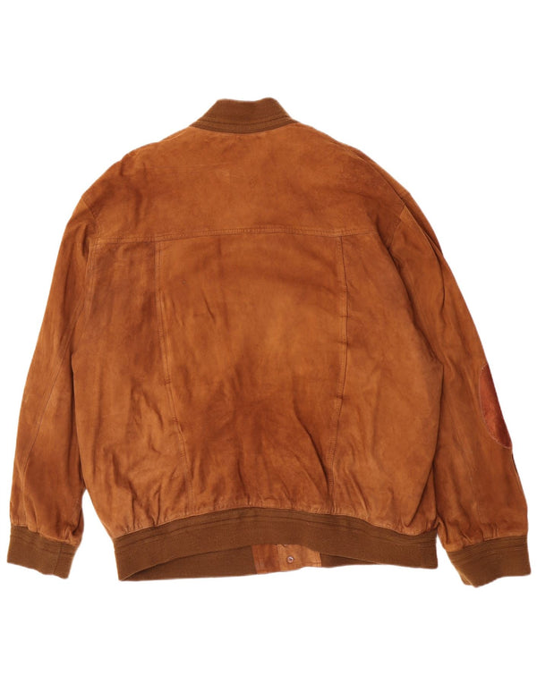 Vintage Ανδρικό Suede Bomber Jacket IT 62 5XL Beige Leather