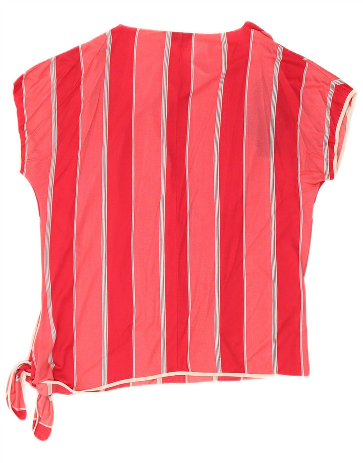 VINTAGE Γυναικεία Μπλούζα Batwing Top IT 44 Ακρυλικό μεσαίο κόκκινο ριγέ