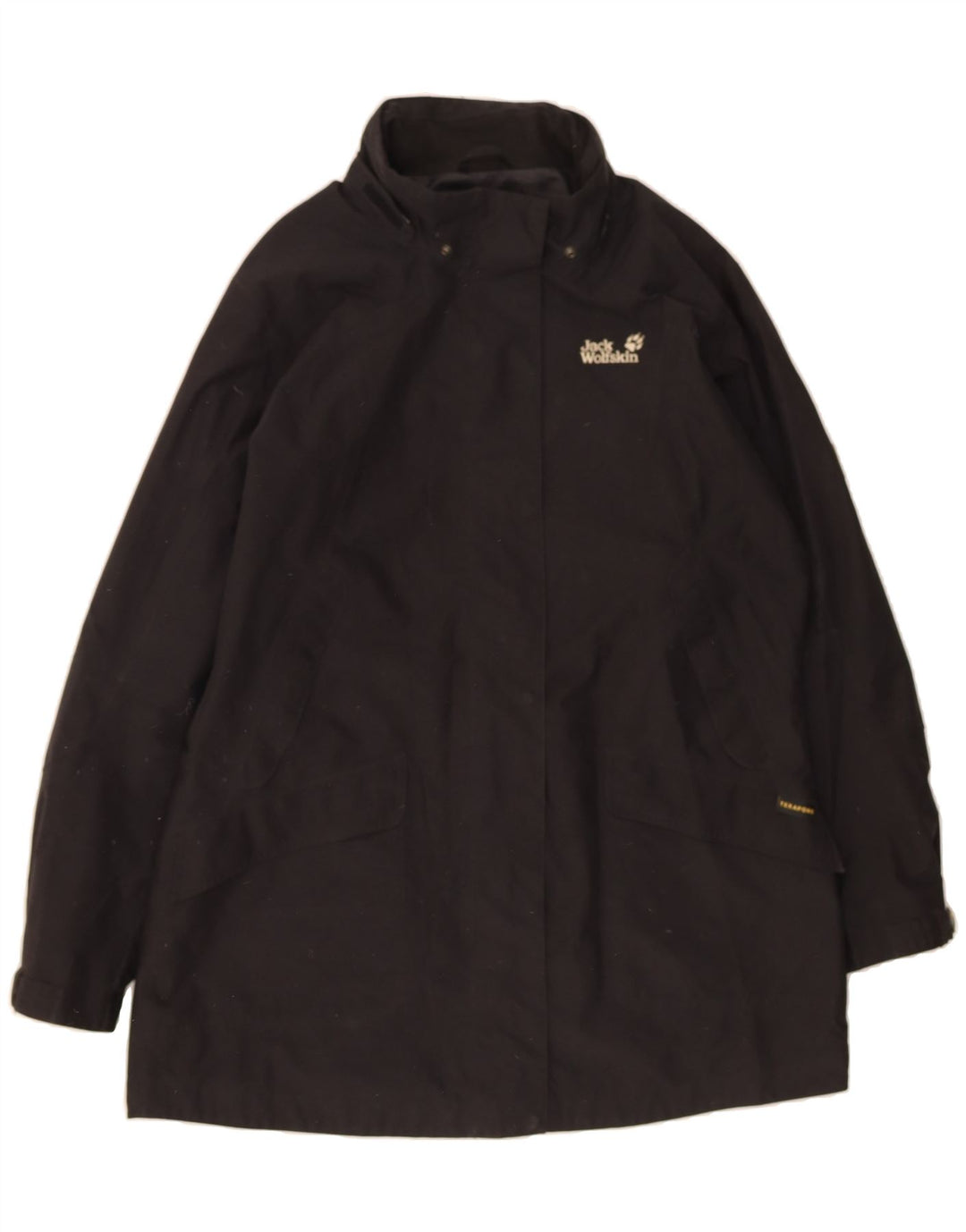 JACK WOLFSKIN Womens Windbreaker Coat UK 18/20 XL Black Polyester Vintage Jack Wolfskin and Second-Hand Jack Wolfskin from Messina Hembry 