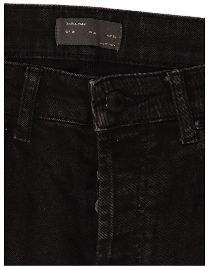 Ανδρικό τζιν ZARA Slim EU 38 Small W30 L28 Μαύρο βαμβακερό
