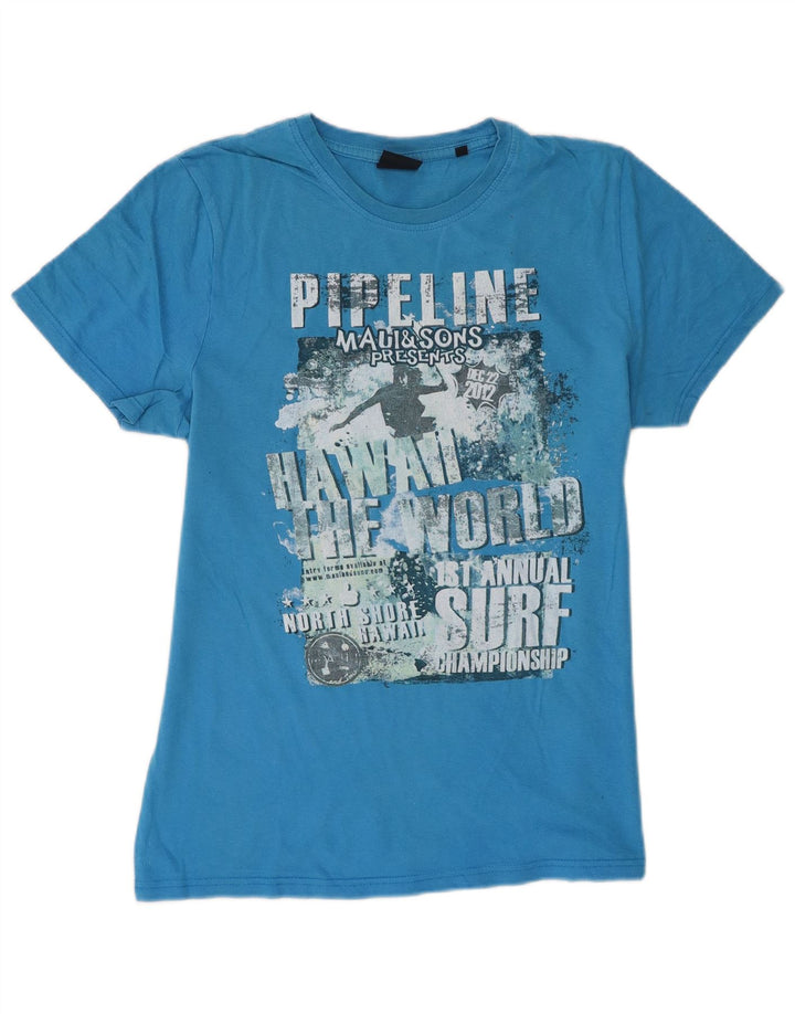 Maui and Sons Ανδρικό γραφικό T-Shirt Top από μεσαίο μπλε βαμβακερό