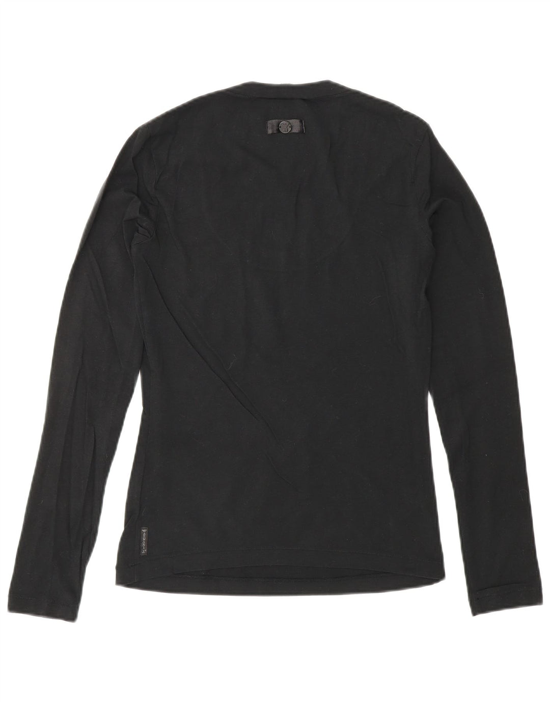 ARMANI JEANS Γυναικείο τοπ μακρυμάνικο UK 10 Small μαύρο βαμβακερό