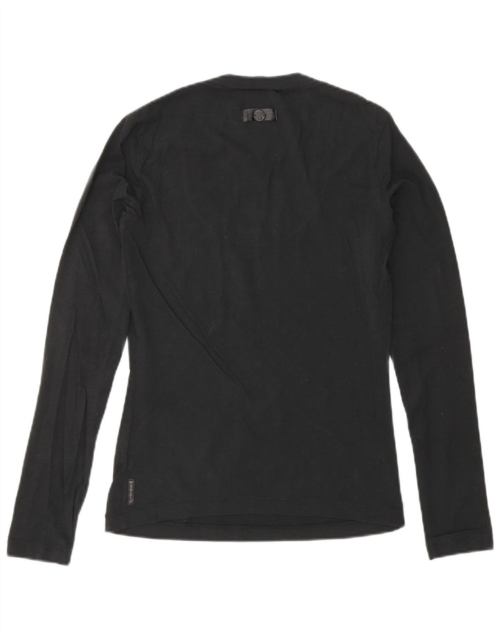 ARMANI JEANS Γυναικείο τοπ μακρυμάνικο UK 10 Small μαύρο βαμβακερό