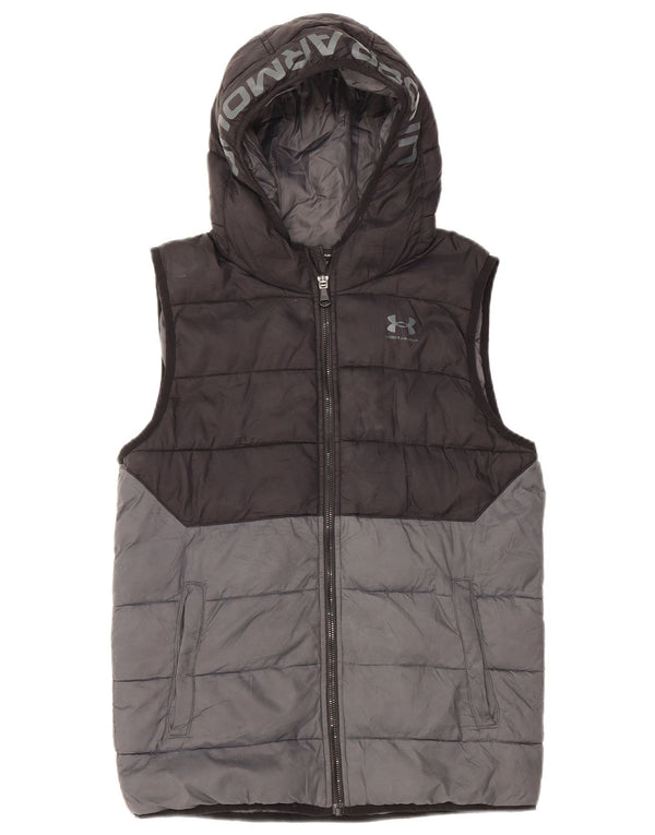 UNDER Armour Boys Hooded Gilet Gilet 11-12 Years Large Black Colourblock