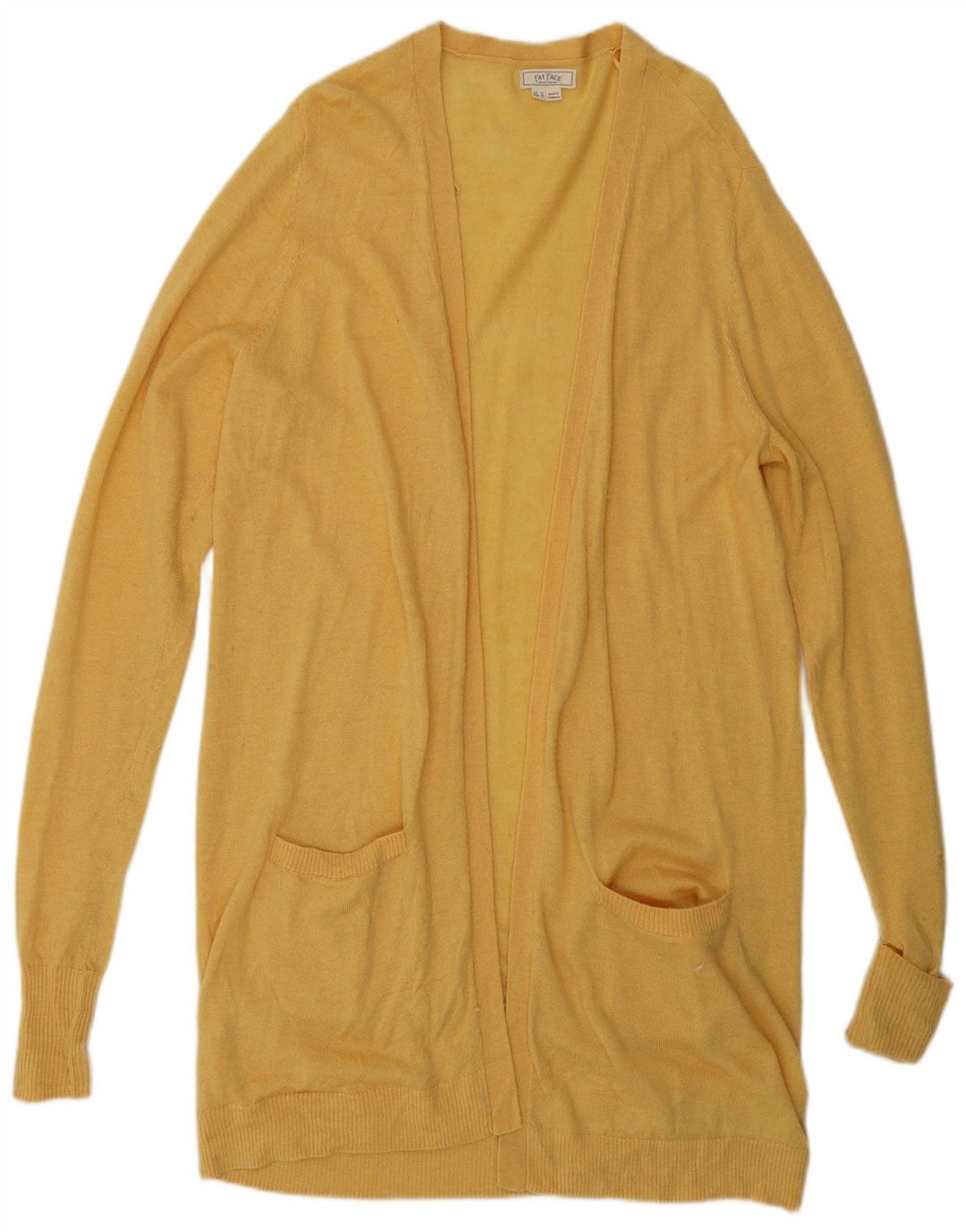 FAT FACE Γυναικείο Longline ανοιχτό πουλόβερ ζακέτα UK 14 μεσαίο κίτρινο μαλλί