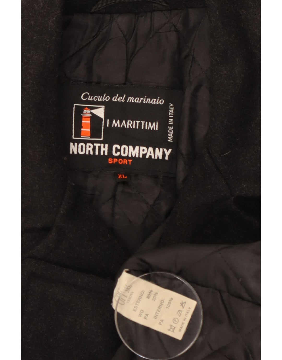 Vintage Ανδρικό παλτό μπιζελιού UK 42 XL Μαύρο μαλλί