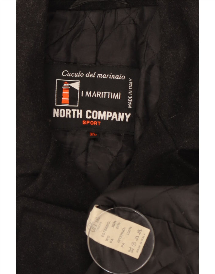 Vintage Ανδρικό παλτό μπιζελιού UK 42 XL Μαύρο μαλλί