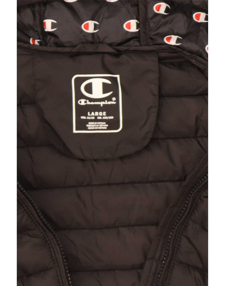 Champion Boys Hooded Jacket 11-12 Years Large Black Polyester