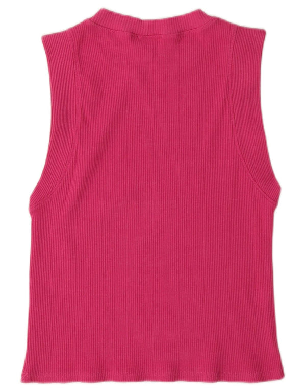 Zara Γυναικείο γιλέκο Crop UK 14 μεγάλο ροζ βαμβακερό