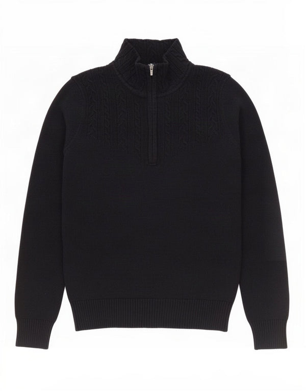 Izod γυναικείο πουλόβερ με φερμουάρ UK 10 Small μαύρο βαμβακερό