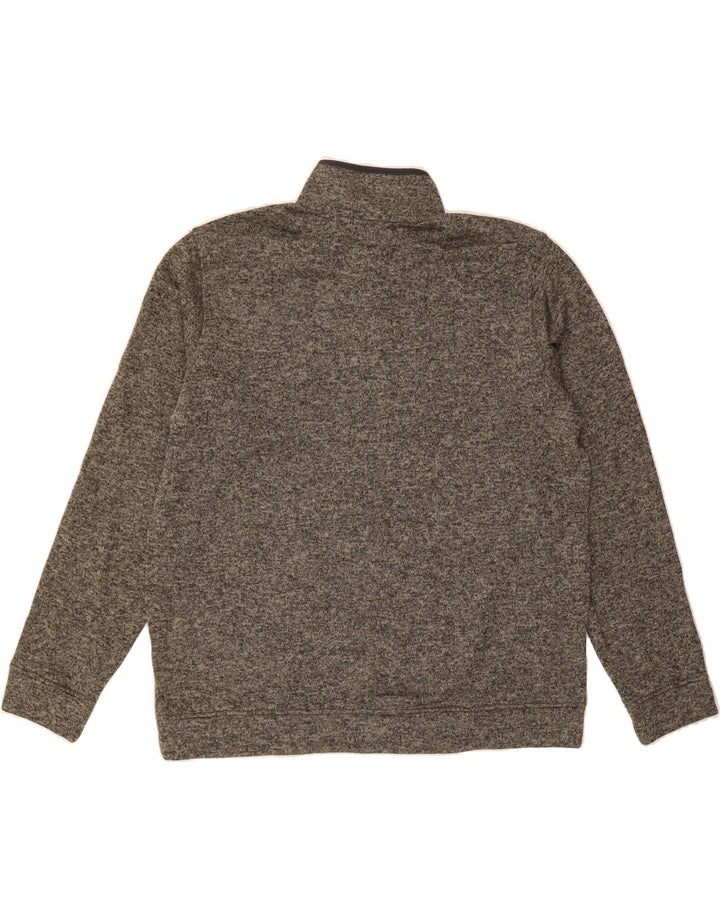 EDDIE BAUER Mens Button Neck Sweatshirt Jumper XL Grey Flecked Polyester Vintage Eddie Bauer and Second-Hand Eddie Bauer from Messina Hembry 