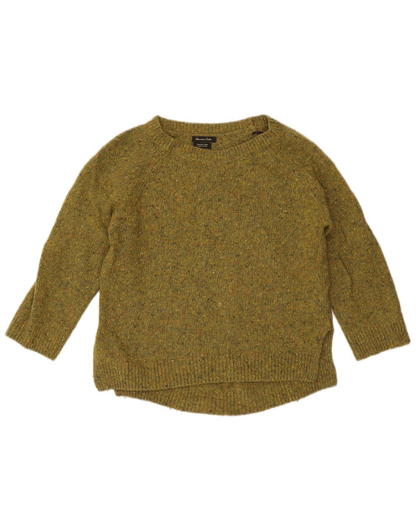 Massimo Dutti Γυναικείο πουλόβερ με λαιμό σκάφος UK 10 Small Khaki Flecked