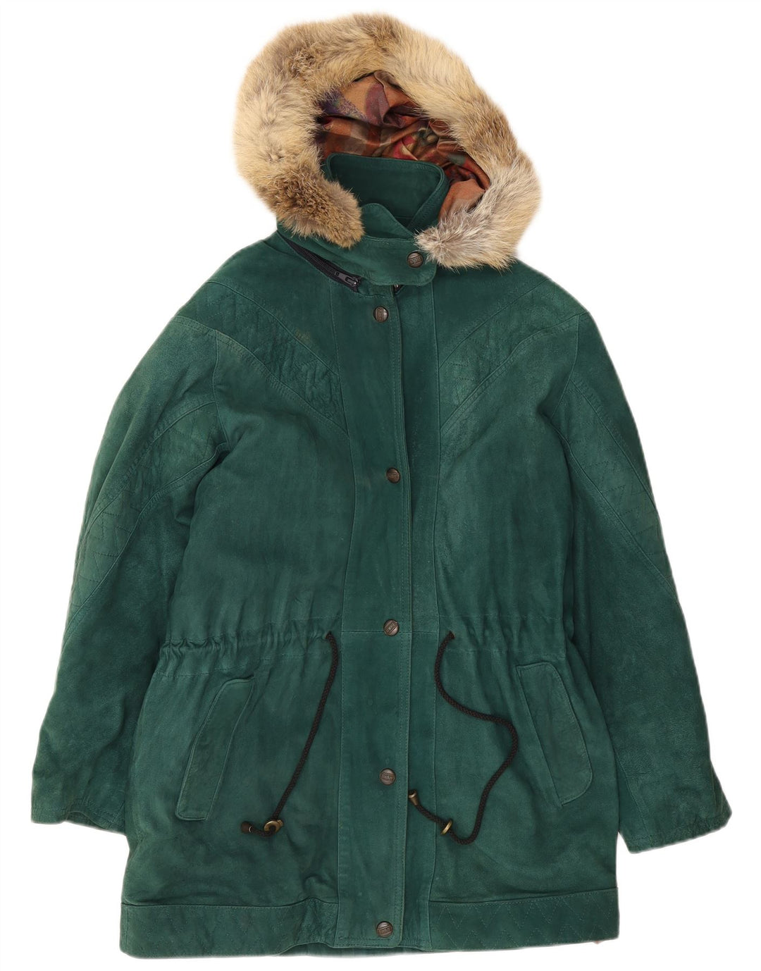 Vintage Γυναικείο Suede Oversized Jacket Parka IT 40 Small Green Leather