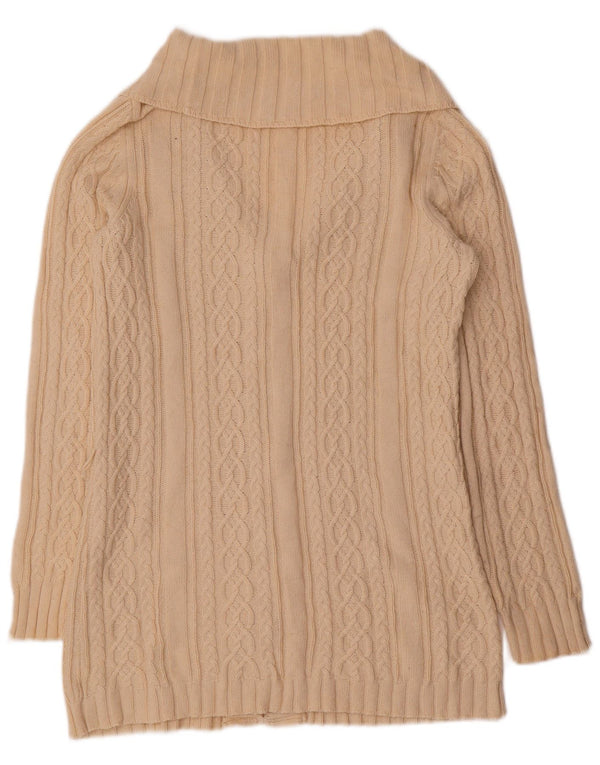 Eddie Bauer Γυναικείο πουλόβερ Longline Cardigan UK 10 Small Beige βαμβακερό