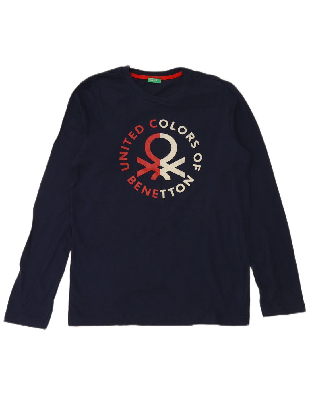 BENETTON Boys Graphic Top Μακρυμάνικο 13-14 ετών 3XL Navy Blue Cotton