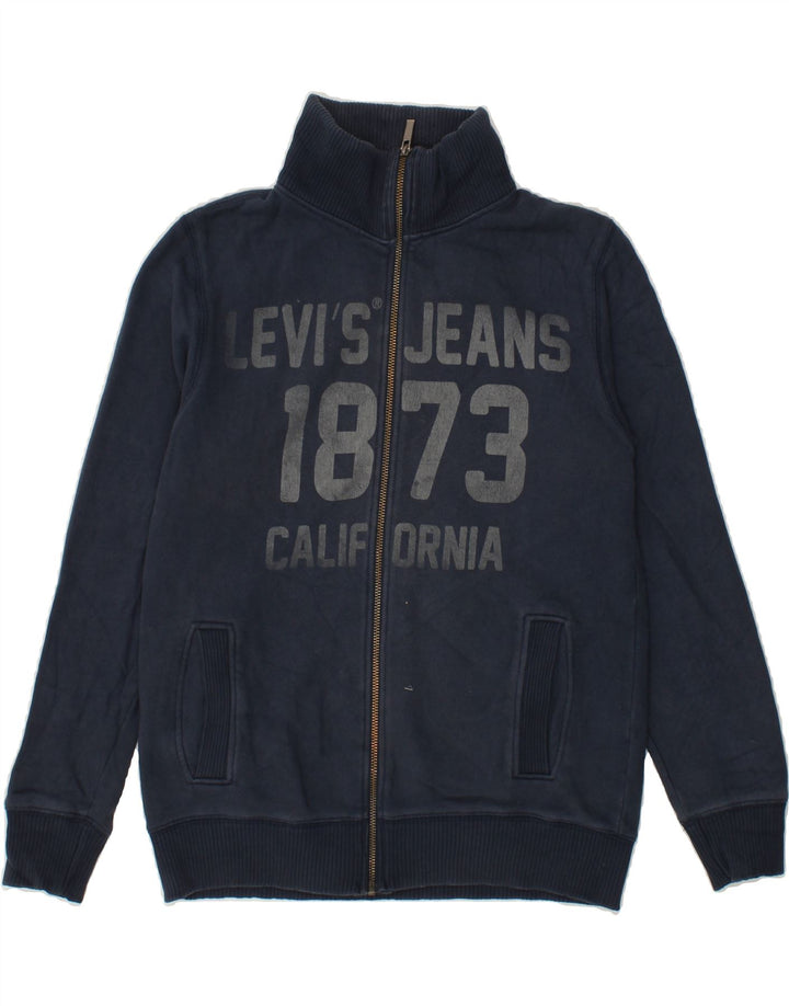 LEVI'S Boys Graphic Tracksuit Top Jacket 13-14 Years Navy Blue Vintage Levi's and Second-Hand Levi's from Messina Hembry 